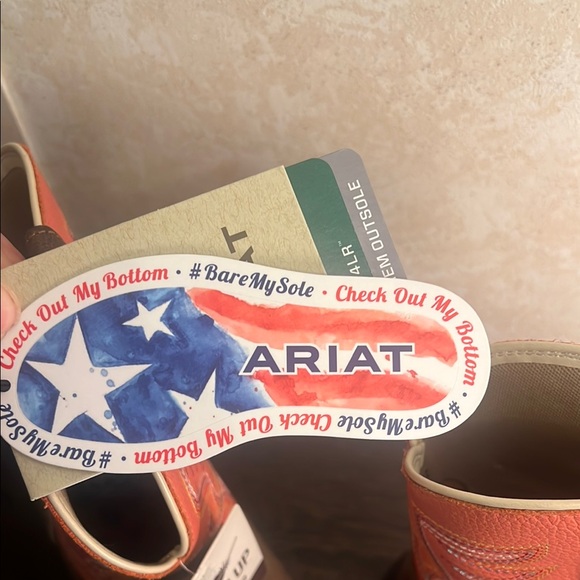 Ariat Women's Heeled Boots - Coral & Brown Cowgirl Boots - Picture 8 of 9